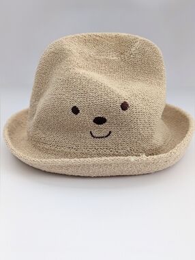 Baby/Kids Unisex Beige Animal/Bear-Face Bucket Sun Hat w/Tie